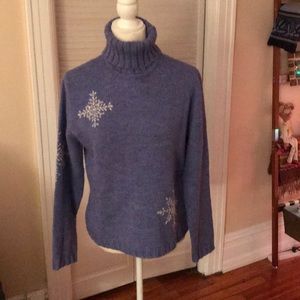 Blue turtleneck sweater